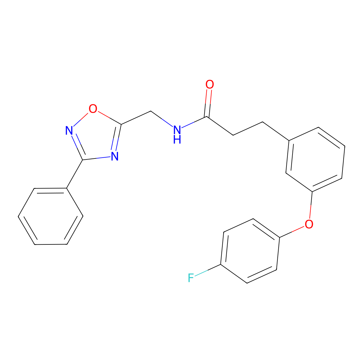 3-[3-(4-fluorophenoxy)phenyl]-N-[(3-phenyl-1,2,4-oxadiazol-5-yl)methyl]propanamide molecular structure, CAS 1207038-43-4