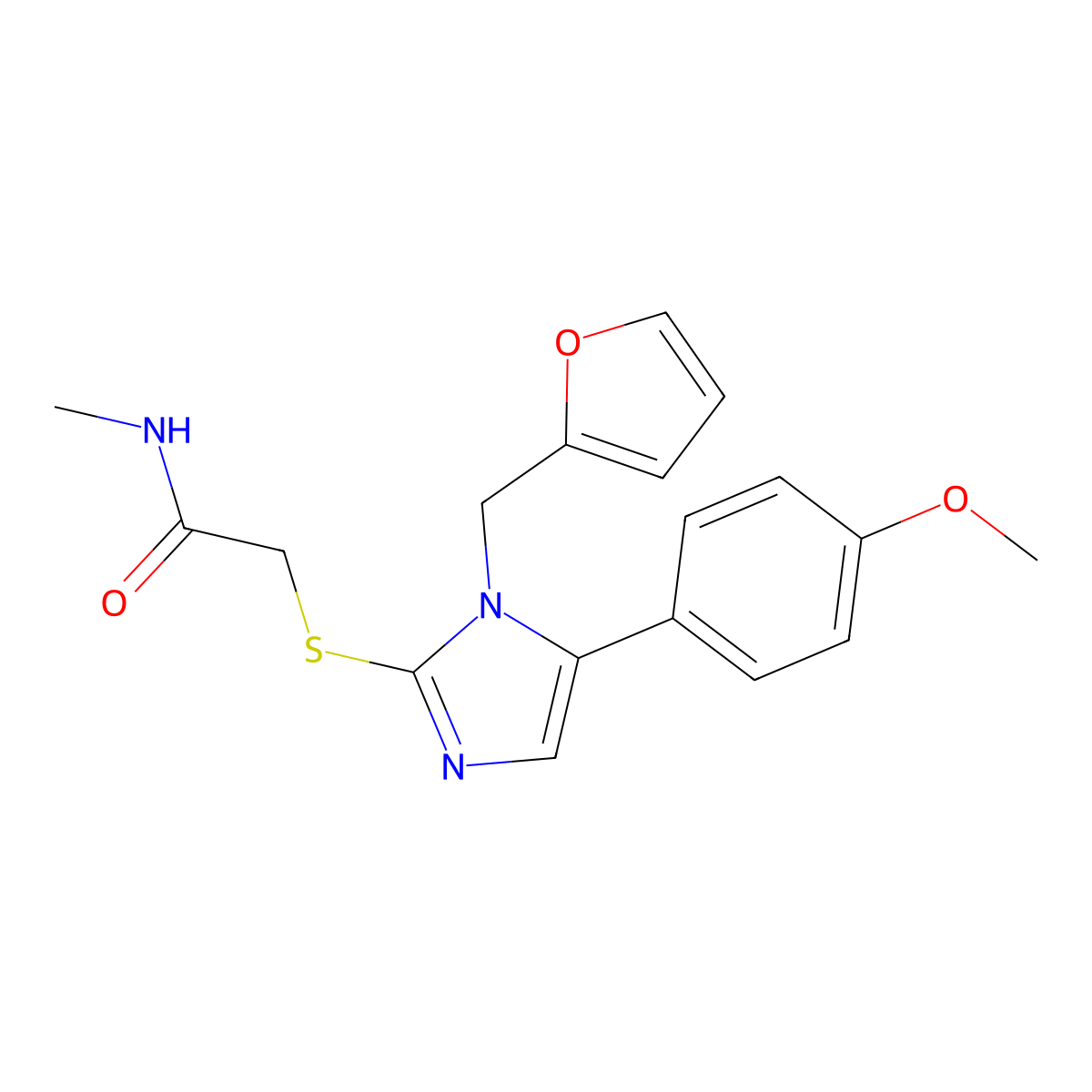 2-((1-(furan-2-ylmethyl)-5-(4-methoxyphenyl)-1H-imidazol-2-yl)thio)-N-methylacetamide molecular structure, CAS 1207038-46-7