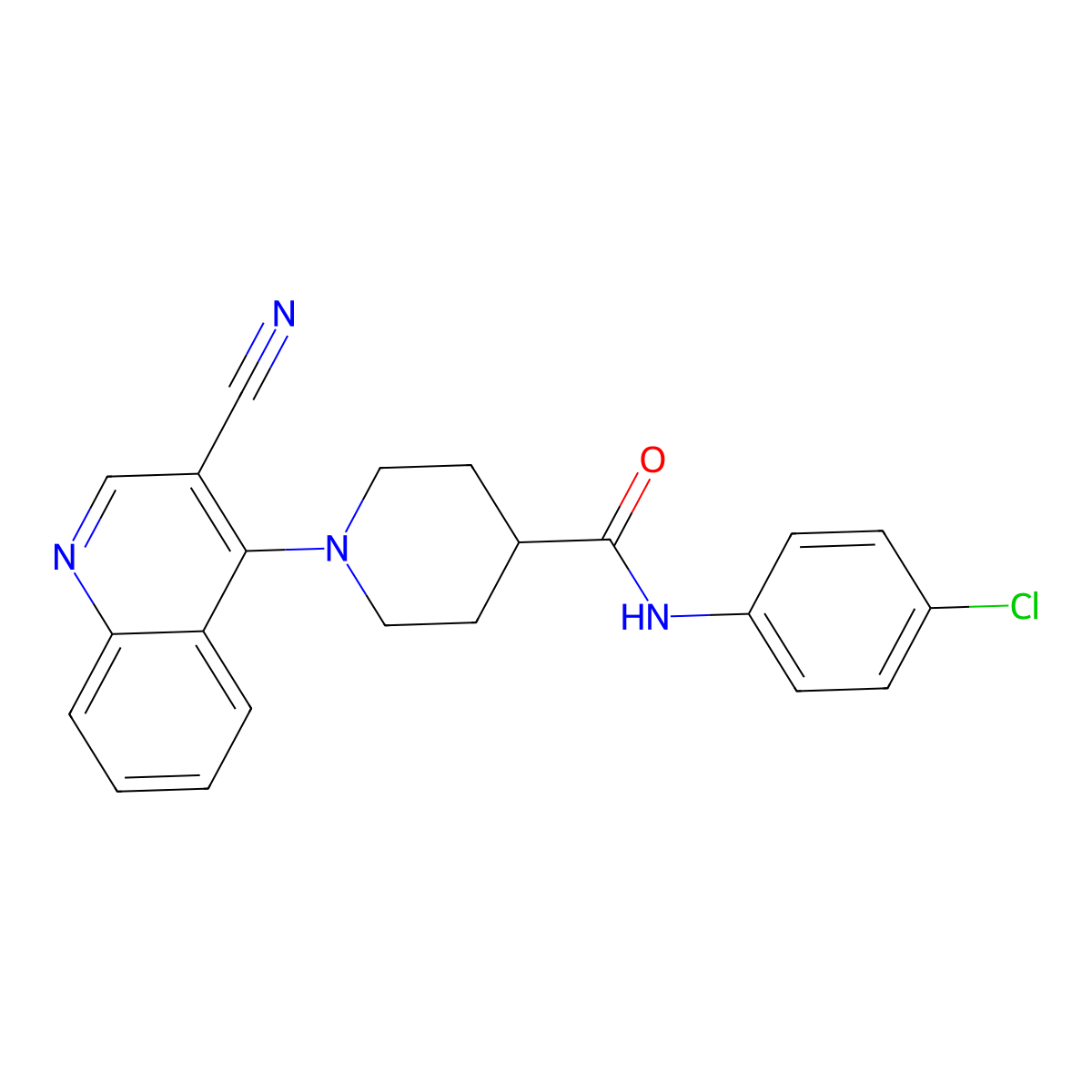 N-(4-chlorophenyl)-1-(3-cyanoquinolin-4-yl)piperidine-4-carboxamide molecular structure, CAS 1207038-50-3