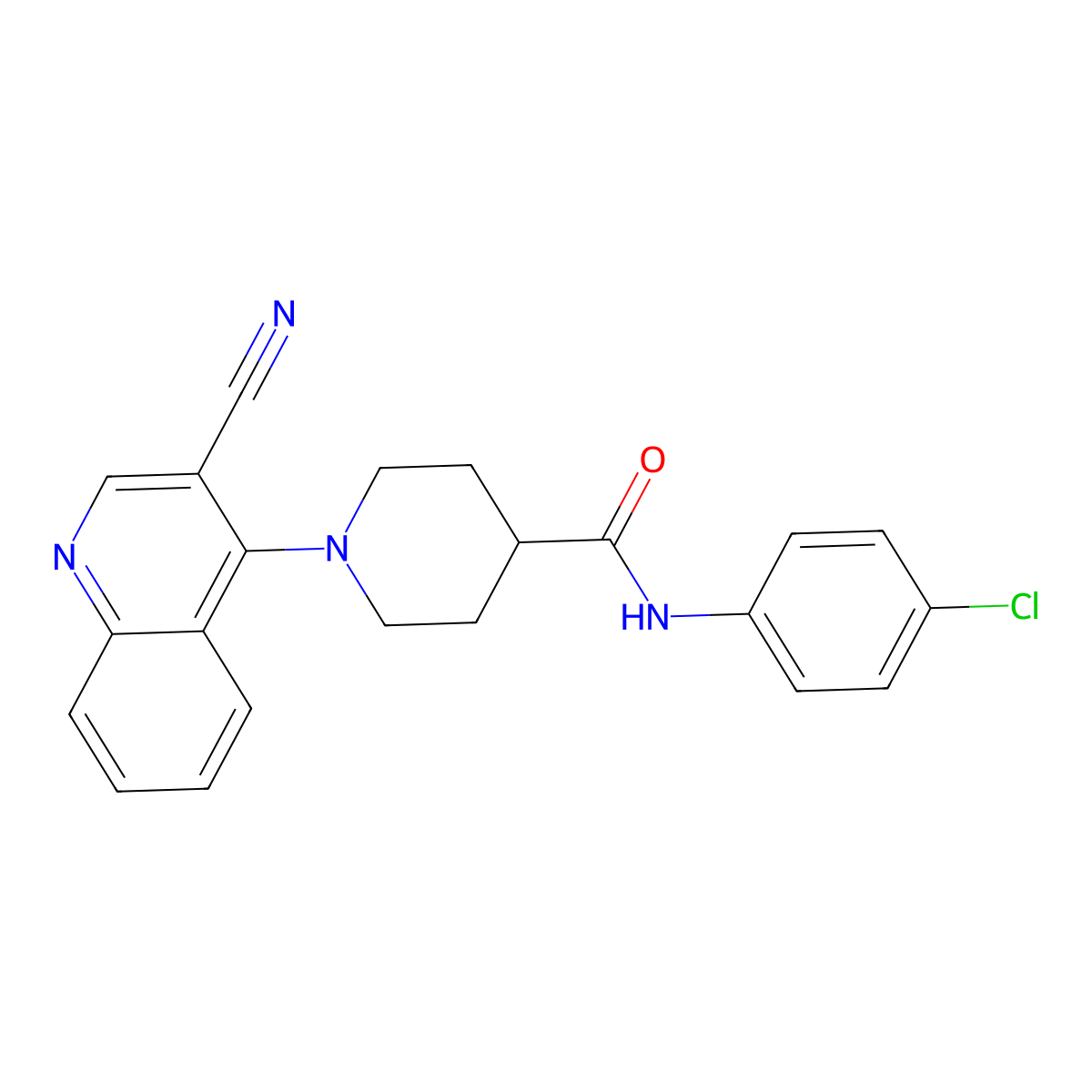 N-(4-chlorophenyl)-1-(3-cyanoquinolin-4-yl)piperidine-4-carboxamide molecular structure, CAS 1207038-50-3