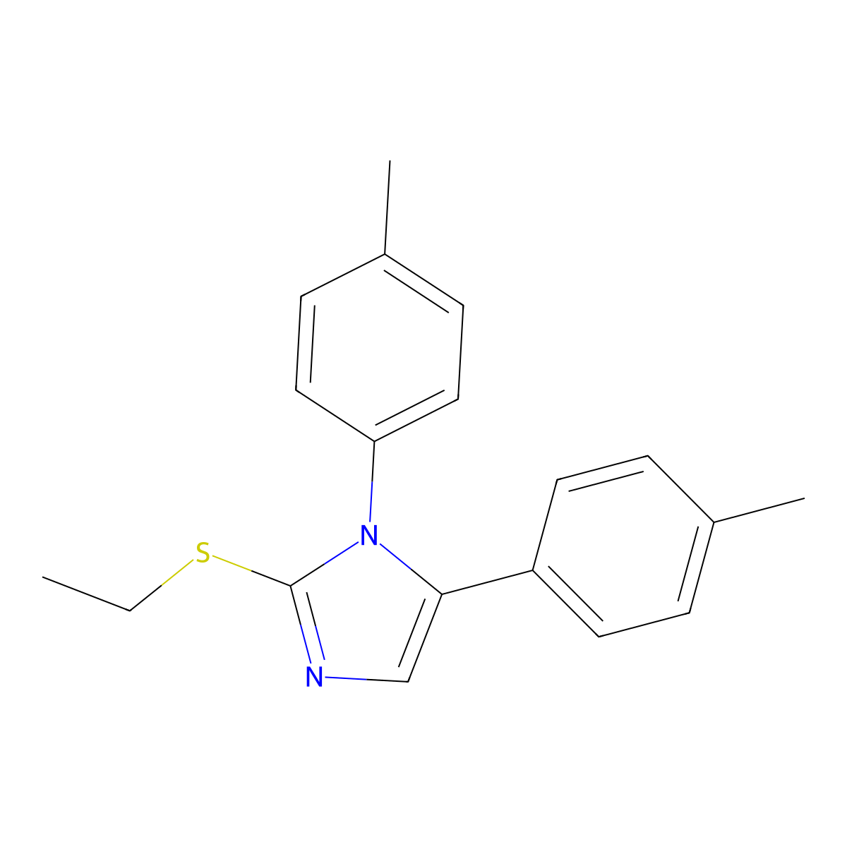 2-(ethylthio)-1,5-di-p-tolyl-1H-imidazole molecular structure, CAS 1207038-63-8