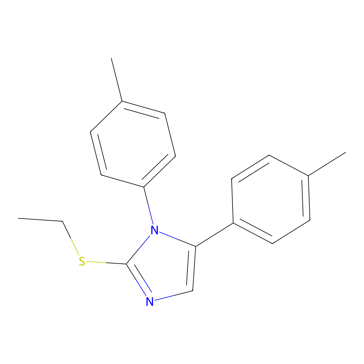 2-(ethylthio)-1,5-di-p-tolyl-1H-imidazole molecular structure, CAS 1207038-63-8