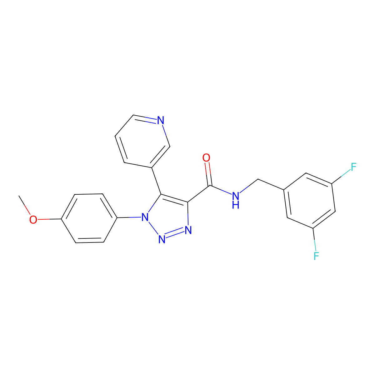N-[(3,5-difluorophenyl)methyl]-1-(4-methoxyphenyl)-5-(pyridin-3-yl)-1H-1,2,3-triazole-4-carboxamide molecular structure, CAS 1207038-65-0