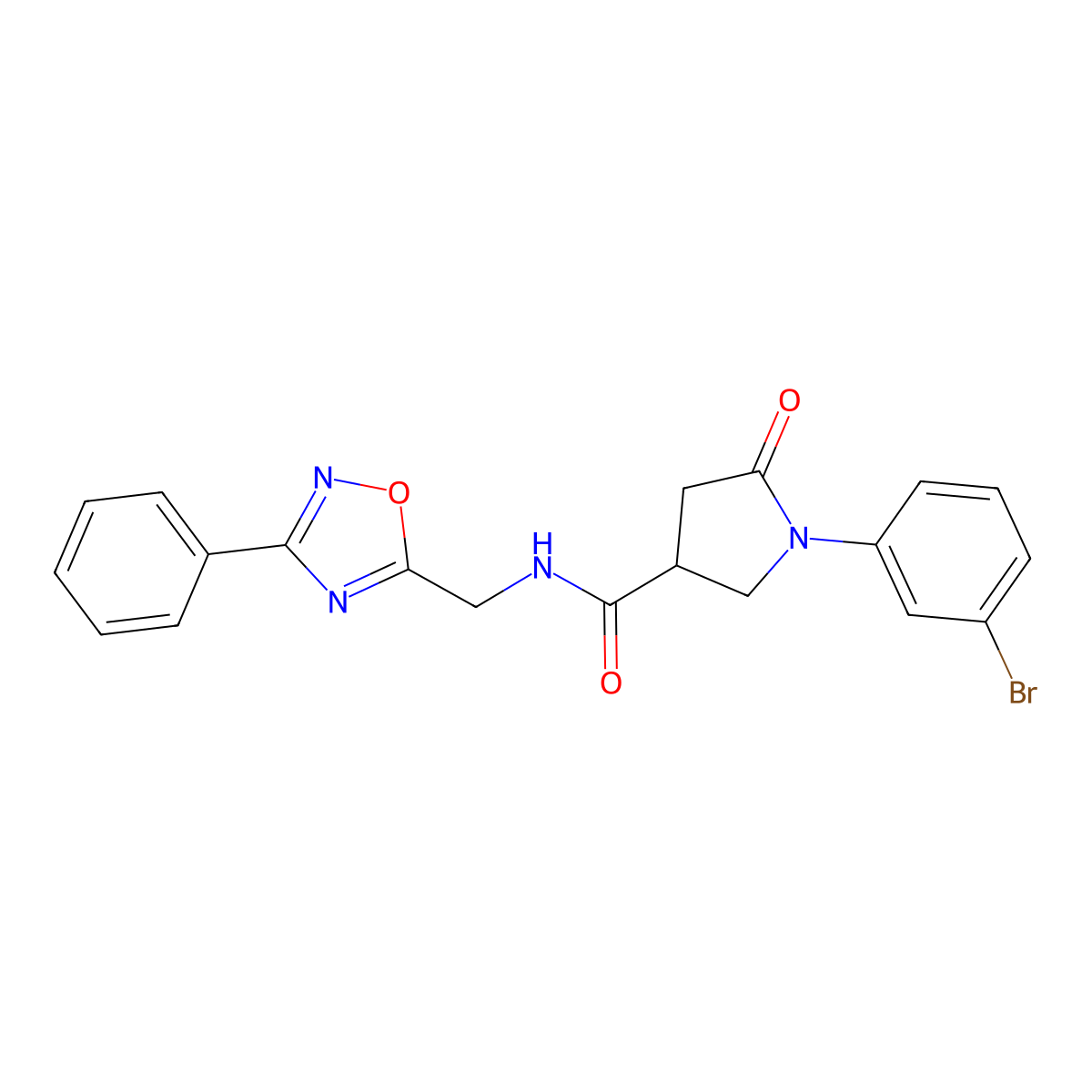 1-(3-bromophenyl)-5-oxo-N-[(3-phenyl-1,2,4-oxadiazol-5-yl)methyl]pyrrolidine-3-carboxamide molecular structure, CAS 1207038-67-2