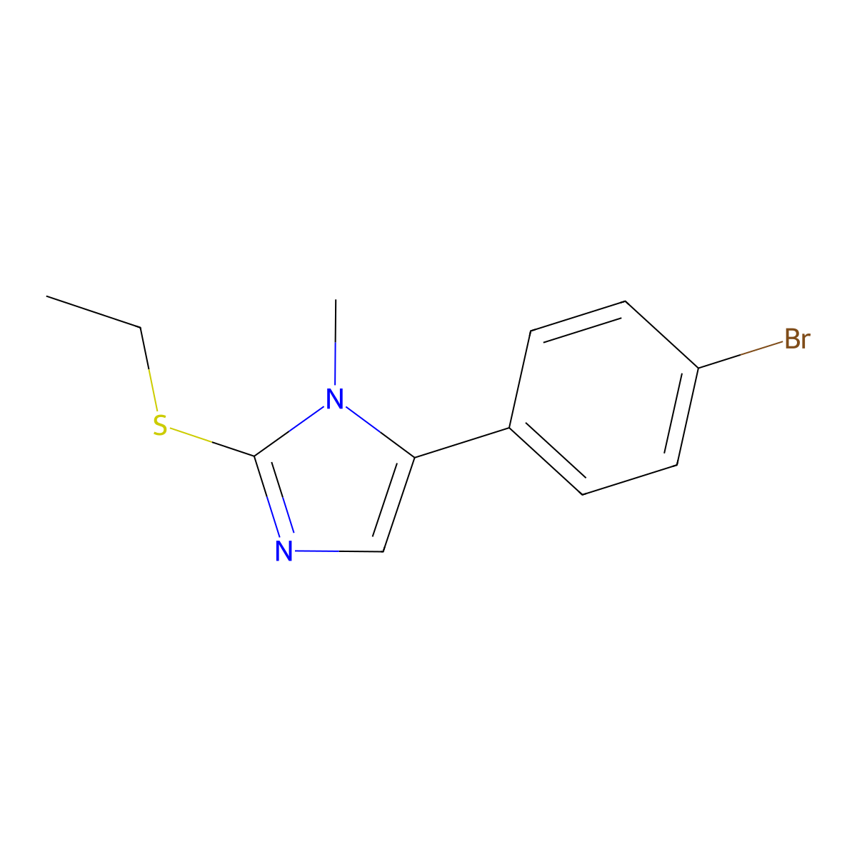 5-(4-bromophenyl)-2-(ethylthio)-1-methyl-1H-imidazole molecular structure, CAS 1207038-69-4