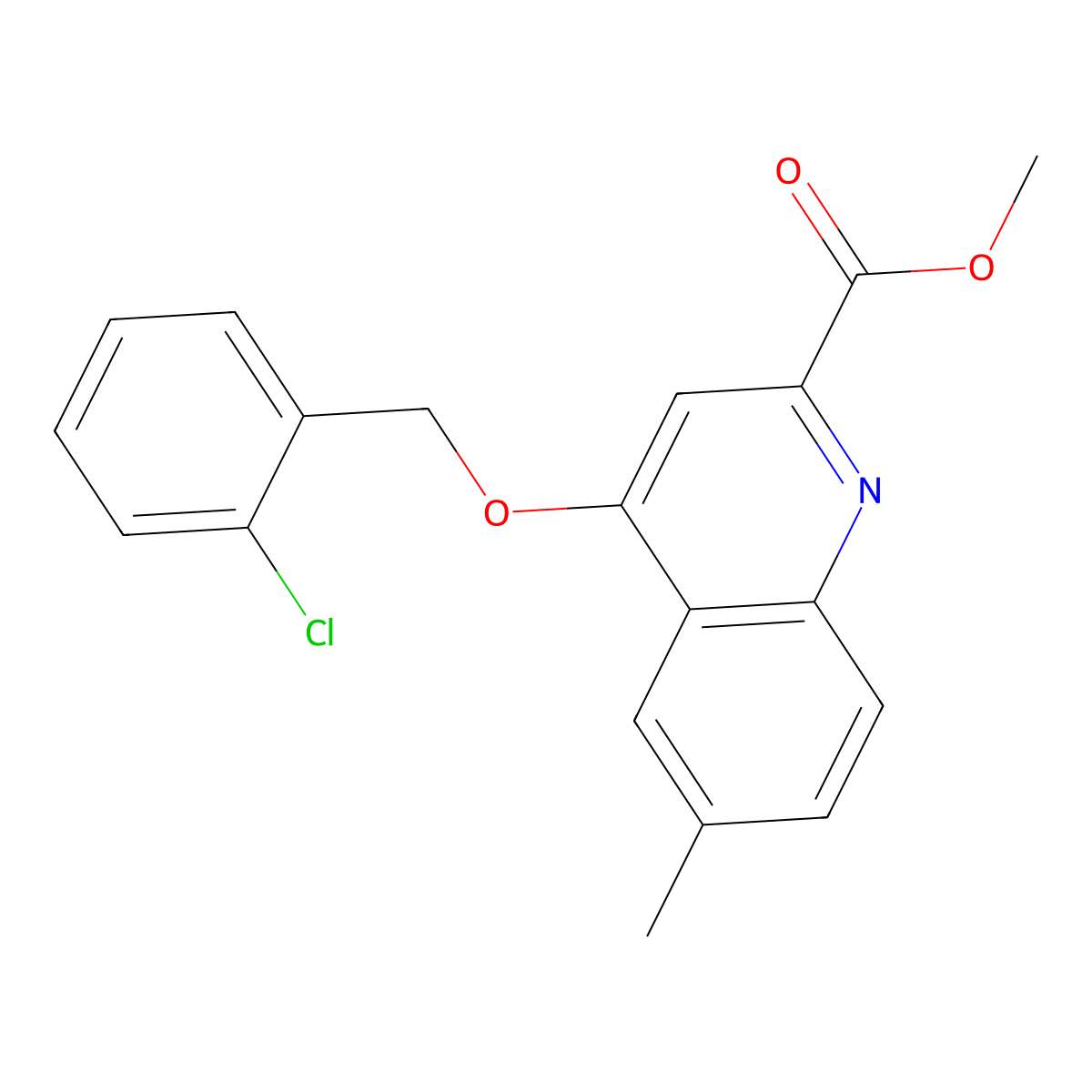 Methyl 4-[(2-chlorophenyl)methoxy]-6-methylquinoline-2-carboxylate molecular structure, CAS 1207038-79-6
