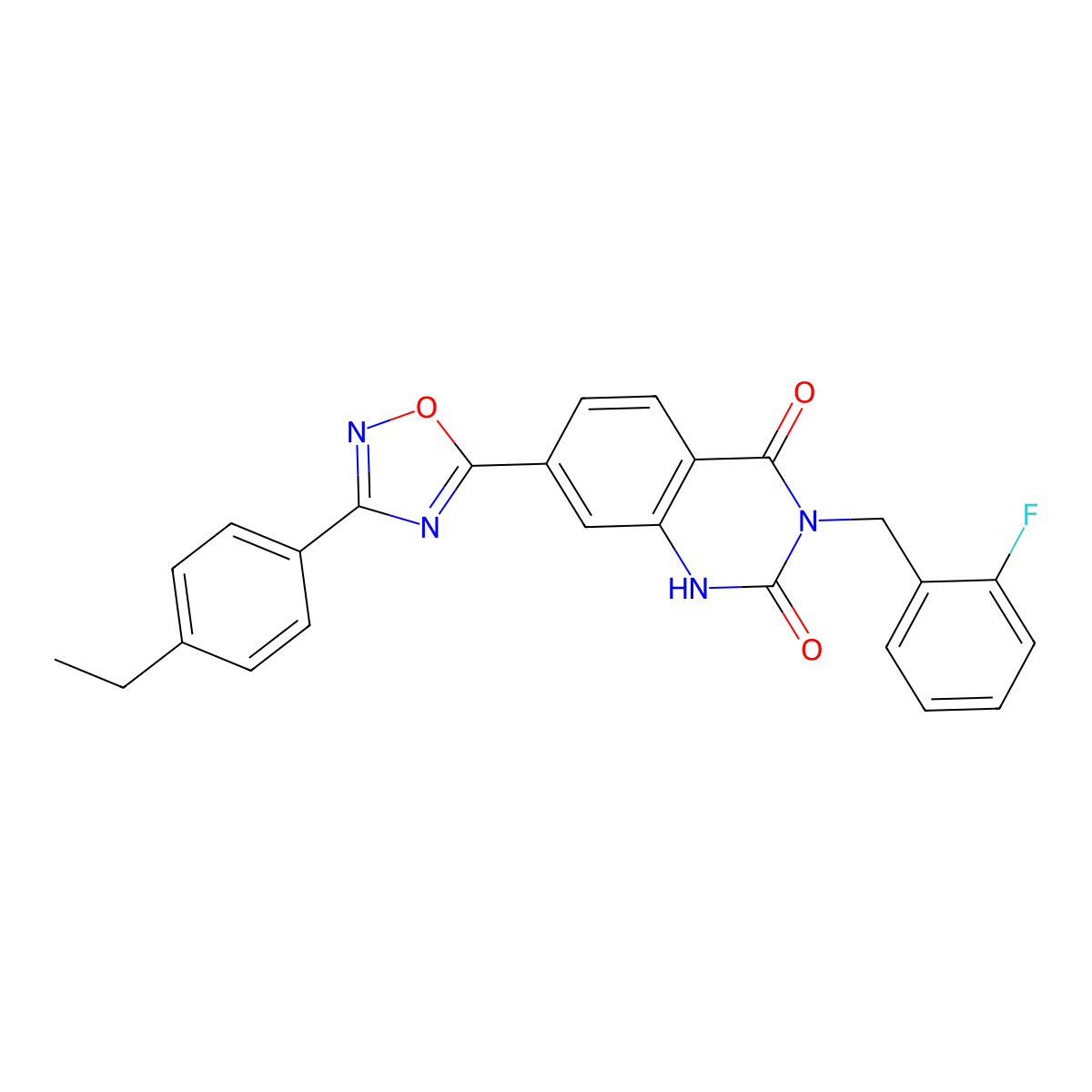7-(3-(4-ethylphenyl)-1,2,4-oxadiazol-5-yl)-3-(2-fluorobenzyl)quinazoline-2,4(1H,3H)-dione molecular structure, CAS 1207038-82-1