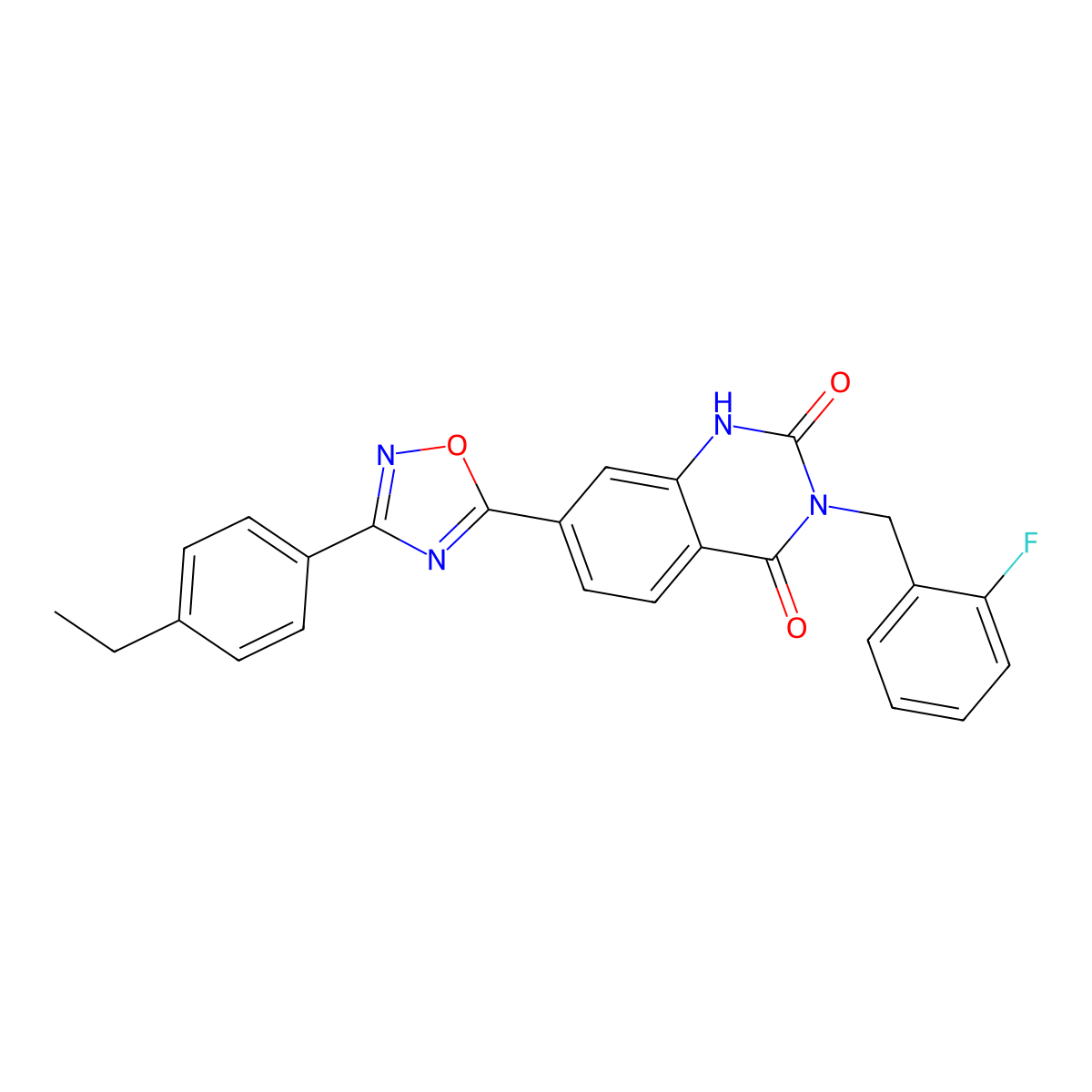 7-(3-(4-ethylphenyl)-1,2,4-oxadiazol-5-yl)-3-(2-fluorobenzyl)quinazoline-2,4(1H,3H)-dione molecular structure, CAS 1207038-82-1