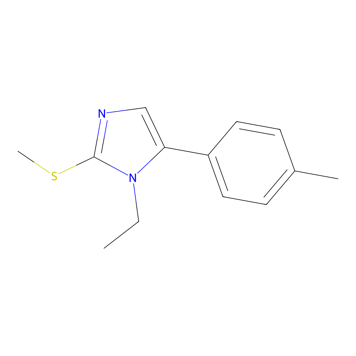 1-ethyl-2-(methylthio)-5-(p-tolyl)-1H-imidazole molecular structure, CAS 1207038-84-3