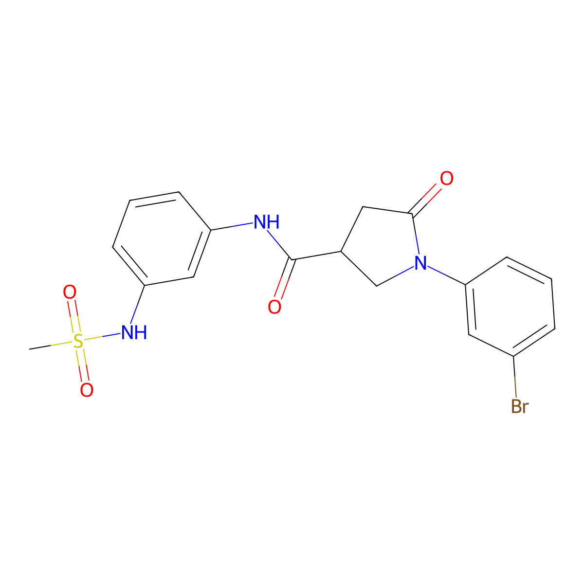 1-(3-bromophenyl)-N-(3-methanesulfonamidophenyl)-5-oxopyrrolidine-3-carboxamide molecular structure, CAS 1207038-85-4