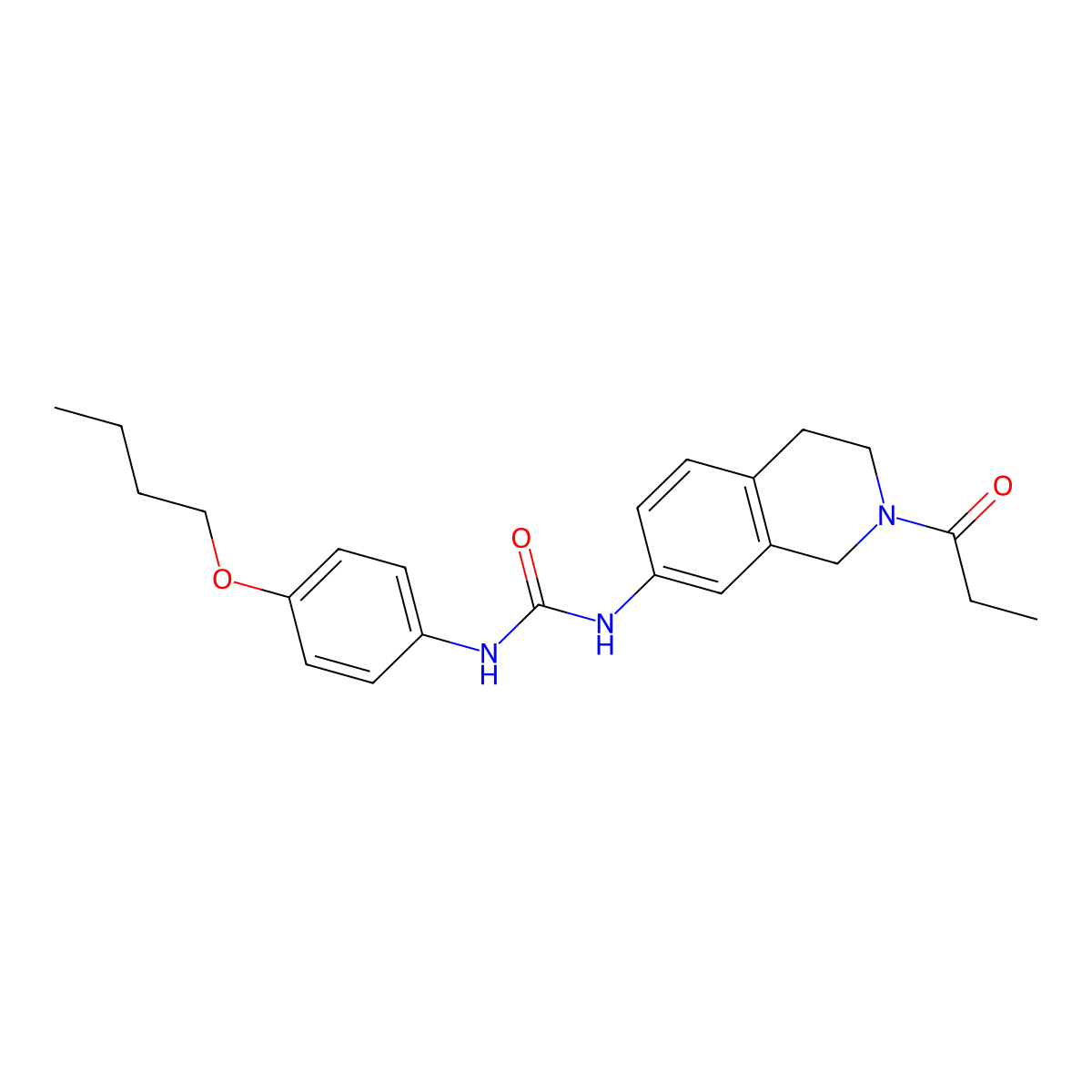 1-(4-Butoxyphenyl)-3-(2-propionyl-1,2,3,4-tetrahydroisoquinolin-7-yl)urea molecular structure, CAS 1207038-87-6