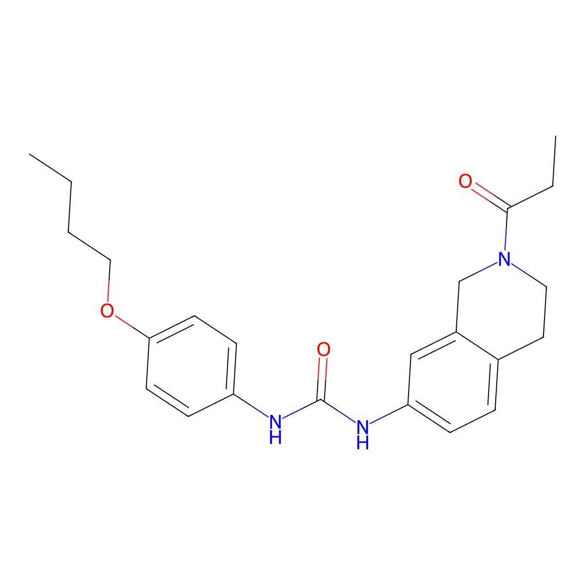 1-(4-Butoxyphenyl)-3-(2-propionyl-1,2,3,4-tetrahydroisoquinolin-7-yl)urea molecular structure, CAS 1207038-87-6