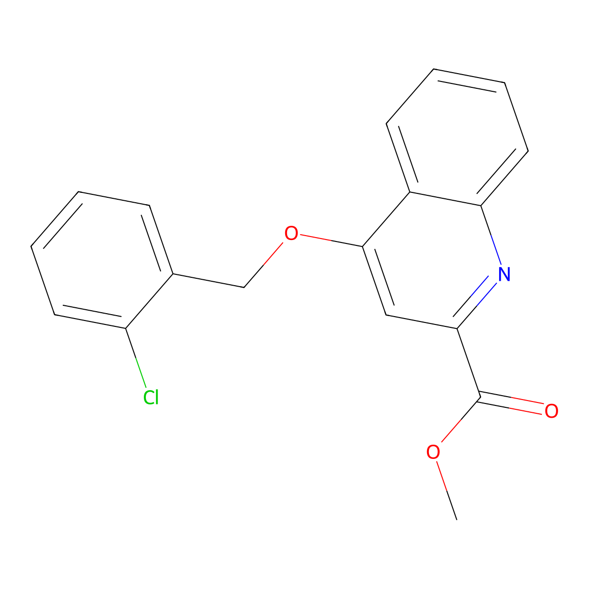 Methyl 4-((2-chlorobenzyl)oxy)quinoline-2-carboxylate molecular structure, CAS 1207038-91-2