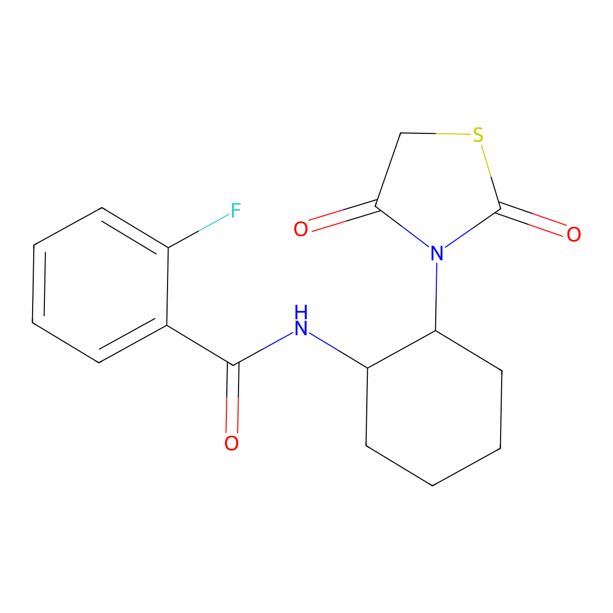N-(2-(2,4-dioxothiazolidin-3-yl)cyclohexyl)-2-fluorobenzamide molecular structure, CAS 1207038-95-6