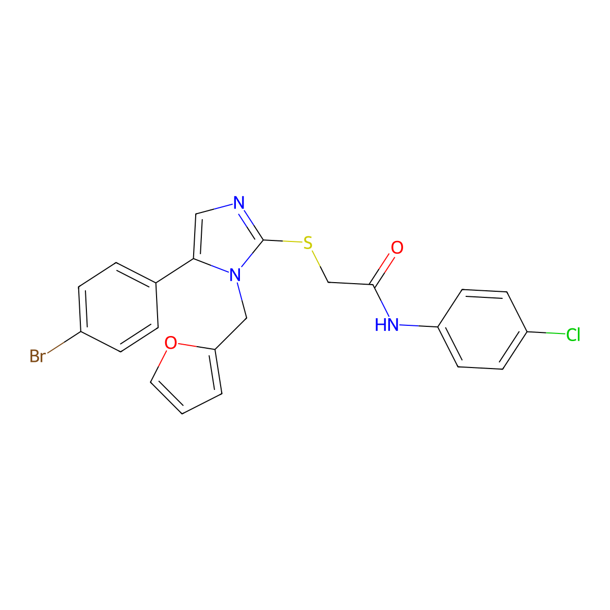 2-((5-(4-bromophenyl)-1-(furan-2-ylmethyl)-1H-imidazol-2-yl)thio)-N-(4-chlorophenyl)acetamide molecular structure, CAS 1207039-11-9