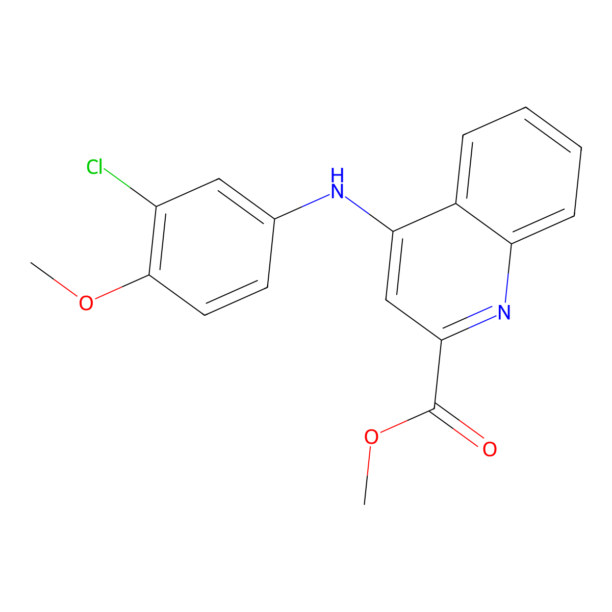 Methyl 4-[(3-chloro-4-methoxyphenyl)amino]quinoline-2-carboxylate molecular structure, CAS 1207039-13-1