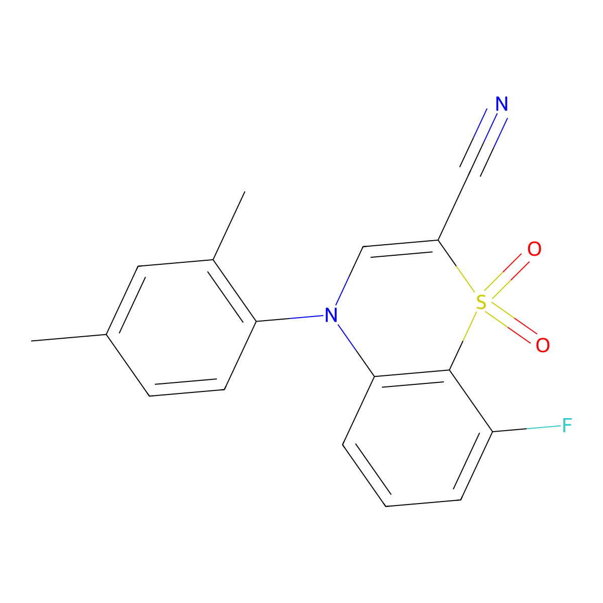 4-(2,4-dimethylphenyl)-8-fluoro-1,1-dioxo-4H-1lambda6,4-benzothiazine-2-carbonitrile molecular structure, CAS 1207039-14-2
