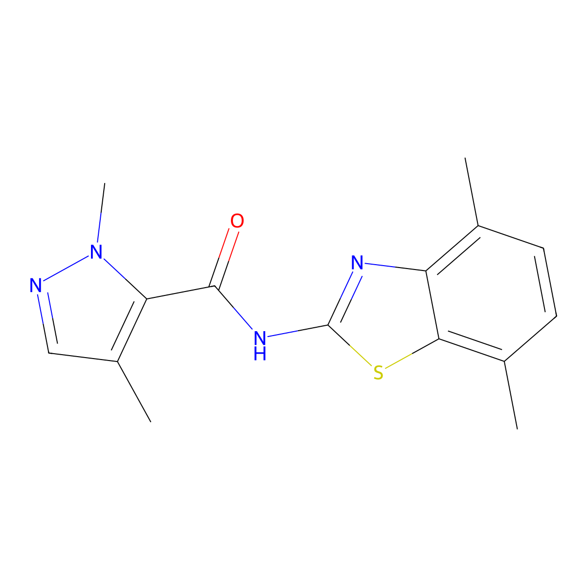N-(4,7-dimethylbenzo[d]thiazol-2-yl)-1,4-dimethyl-1H-pyrazole-5-carboxamide molecular structure, CAS 1207039-15-3