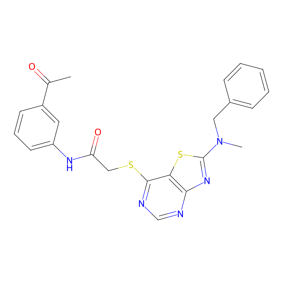 N-(3-acetylphenyl)-2-((2-(benzyl(methyl)amino)thiazolo[4,5-d]pyrimidin-7-yl)thio)acetamide molecular structure, CAS 1207039-18-6