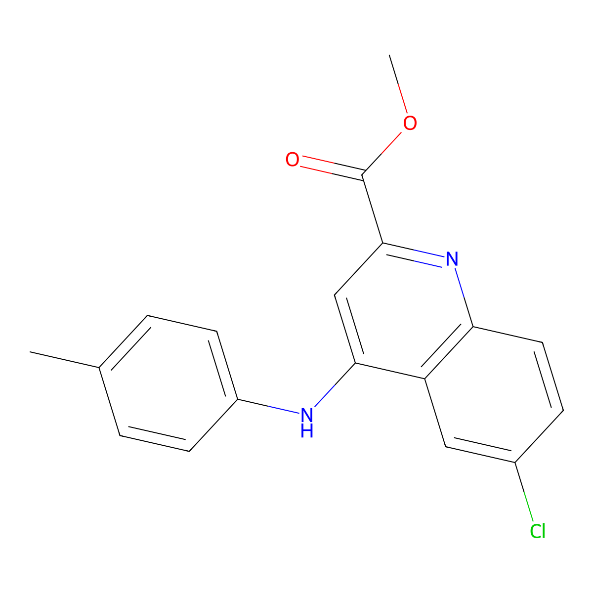 Methyl 6-chloro-4-[(4-methylphenyl)amino]quinoline-2-carboxylate molecular structure, CAS 1207039-20-0