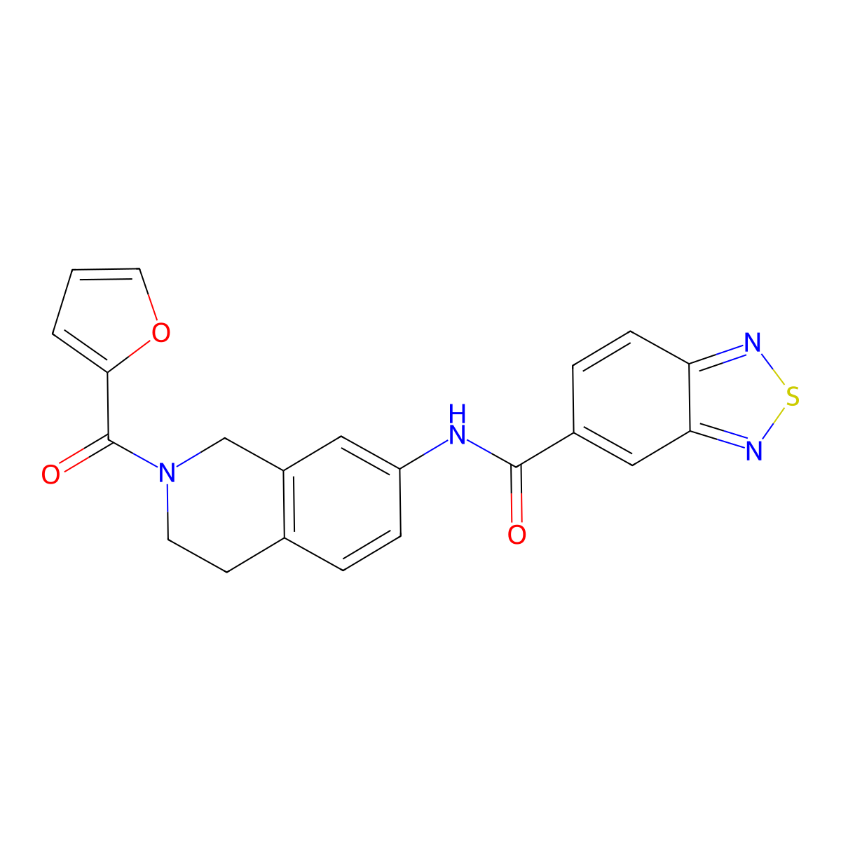 N-(2-(furan-2-carbonyl)-1,2,3,4-tetrahydroisoquinolin-7-yl)benzo[c][1,2,5]thiadiazole-5-carboxamide molecular structure, CAS 1207039-22-2