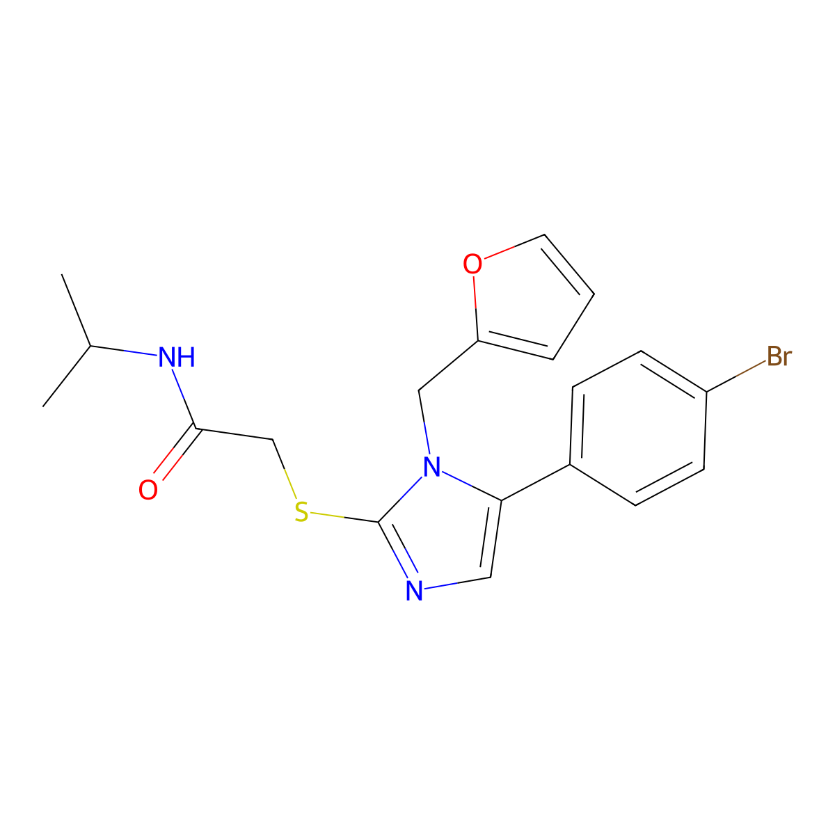 2-((5-(4-bromophenyl)-1-(furan-2-ylmethyl)-1H-imidazol-2-yl)thio)-N-isopropylacetamide molecular structure, CAS 1207039-26-6