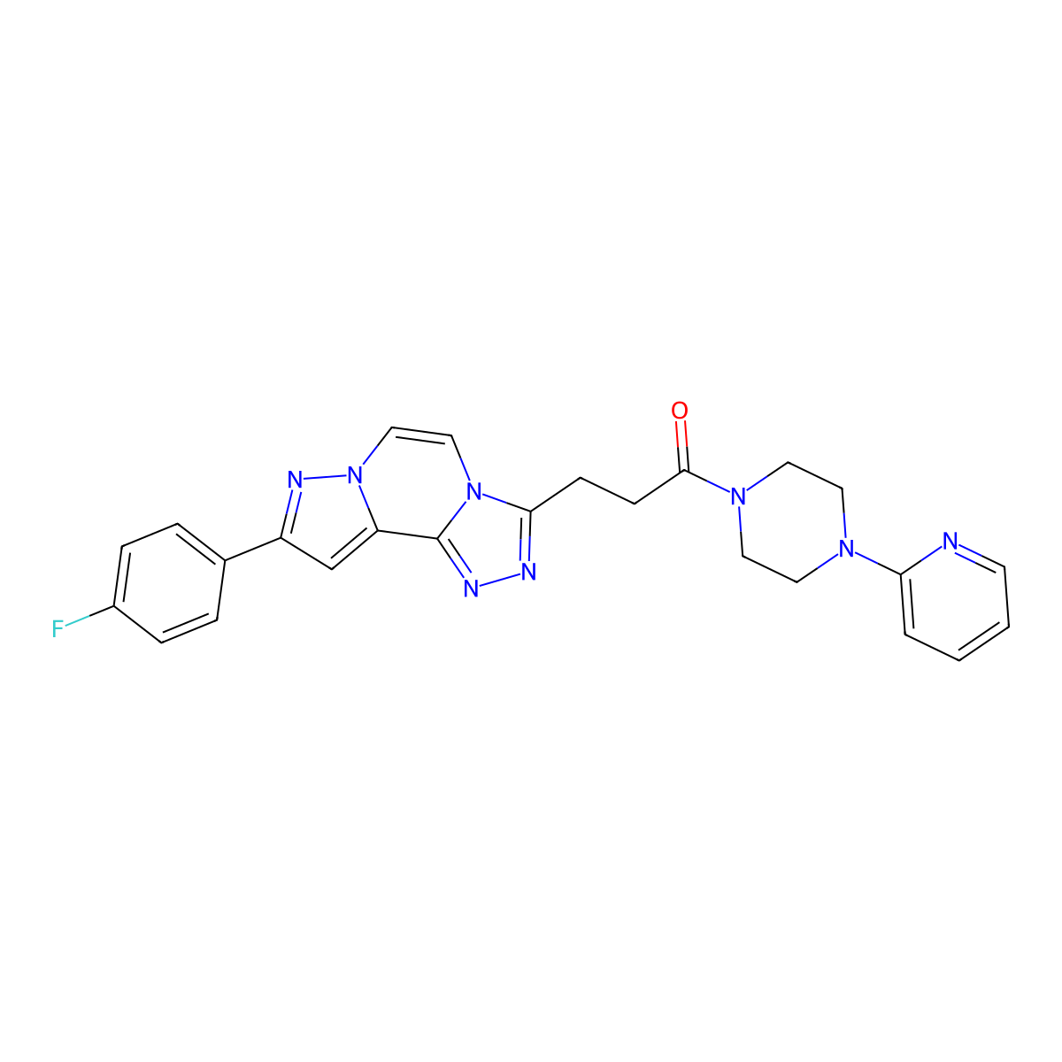 9-(4-Fluorophenyl)-3-[3-oxo-3-(4-pyridin-2-ylpiperazin-1-yl)propyl]pyrazolo[1,5-a][1,2,4]triazolo[3,4-c]pyrazine molecular structure, CAS 1207039-27-7