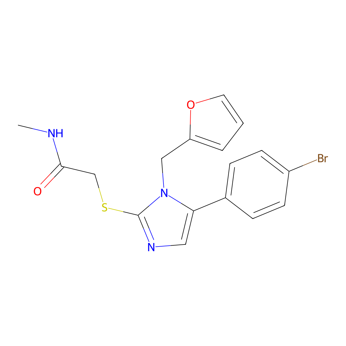2-((5-(4-bromophenyl)-1-(furan-2-ylmethyl)-1H-imidazol-2-yl)thio)-N-methylacetamide molecular structure, CAS 1207039-32-4