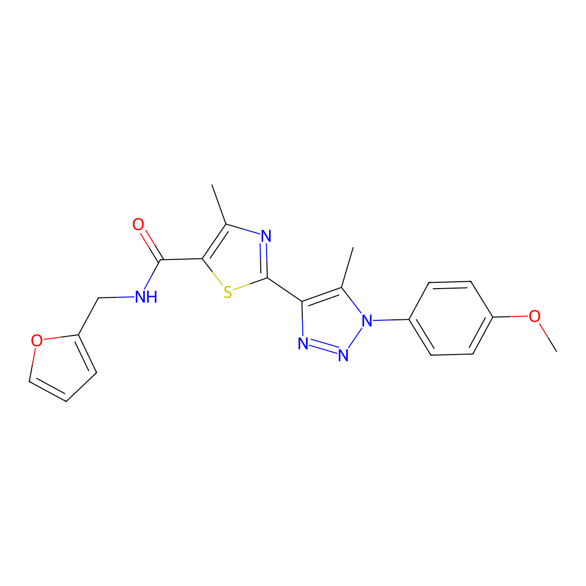 N-(furan-2-ylmethyl)-2-(1-(4-methoxyphenyl)-5-methyl-1H-1,2,3-triazol-4-yl)-4-methylthiazole-5-carboxamide molecular structure, CAS 1207039-33-5
