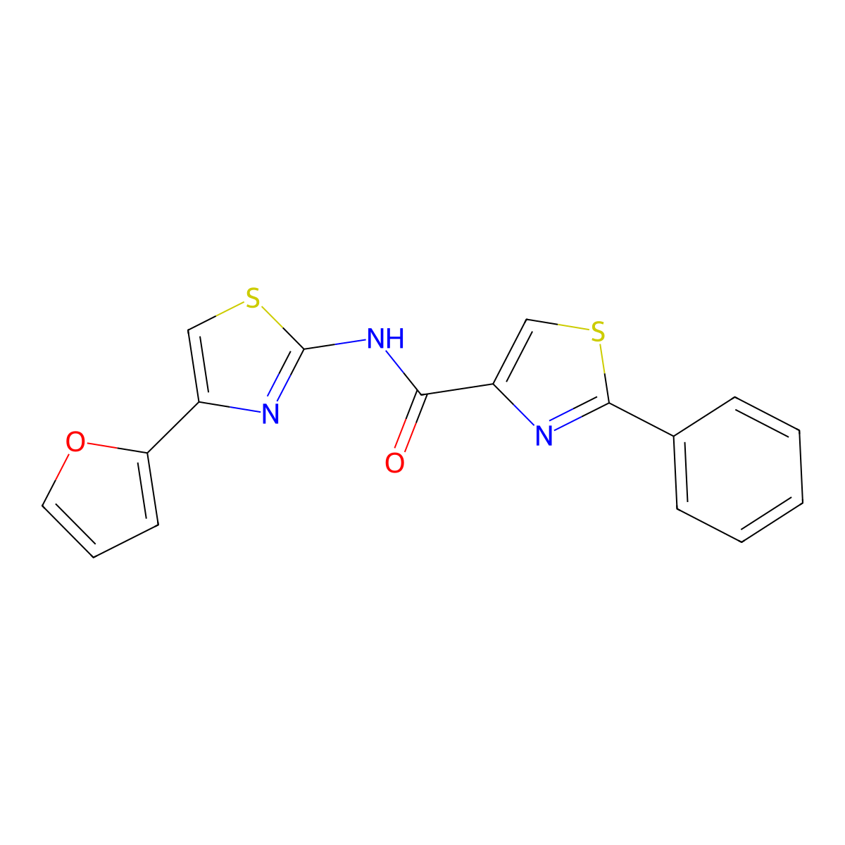 N-(4-(furan-2-yl)thiazol-2-yl)-2-phenylthiazole-4-carboxamide molecular structure, CAS 1207039-39-1
