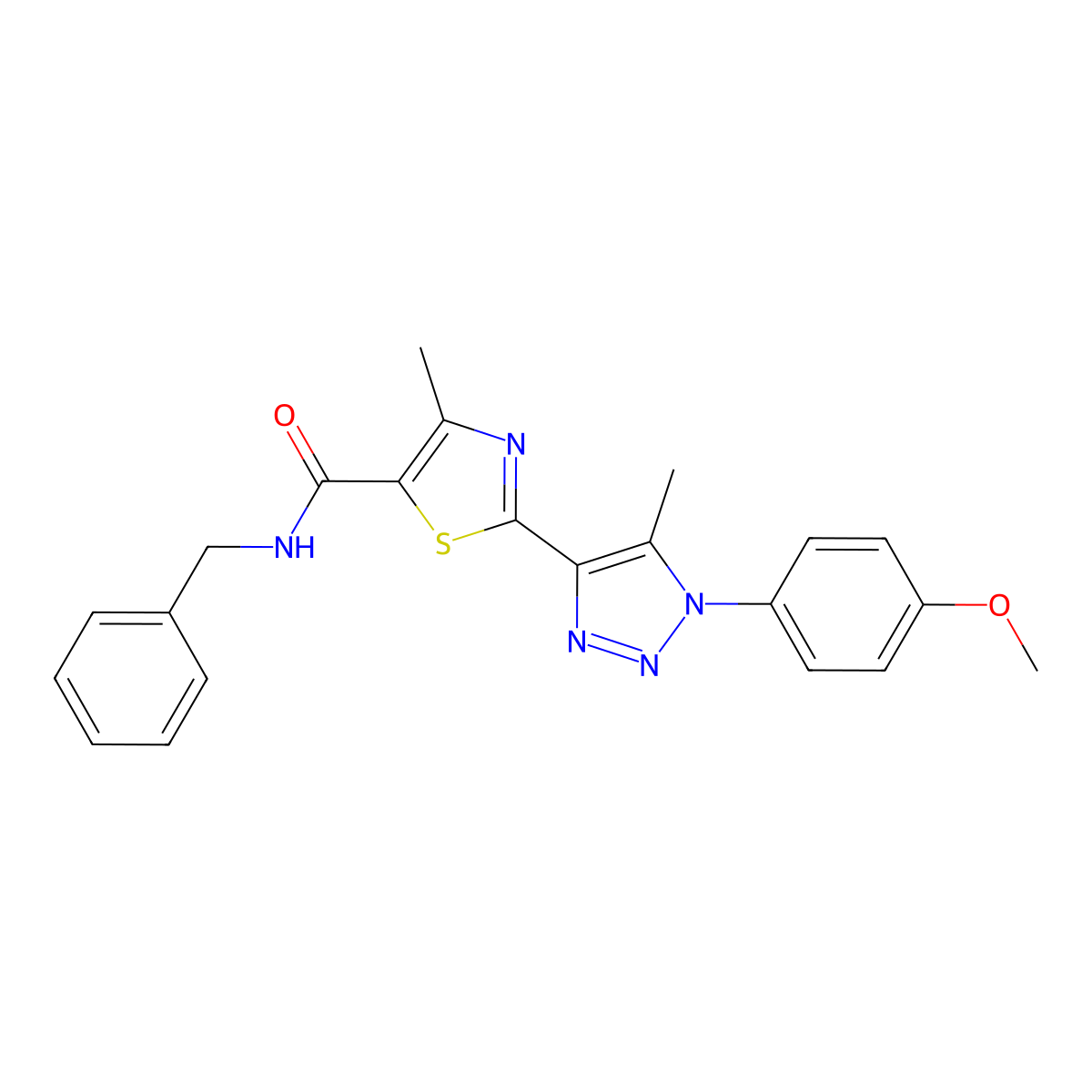 N-benzyl-2-(1-(4-methoxyphenyl)-5-methyl-1H-1,2,3-triazol-4-yl)-4-methylthiazole-5-carboxamide molecular structure, CAS 1207039-45-9