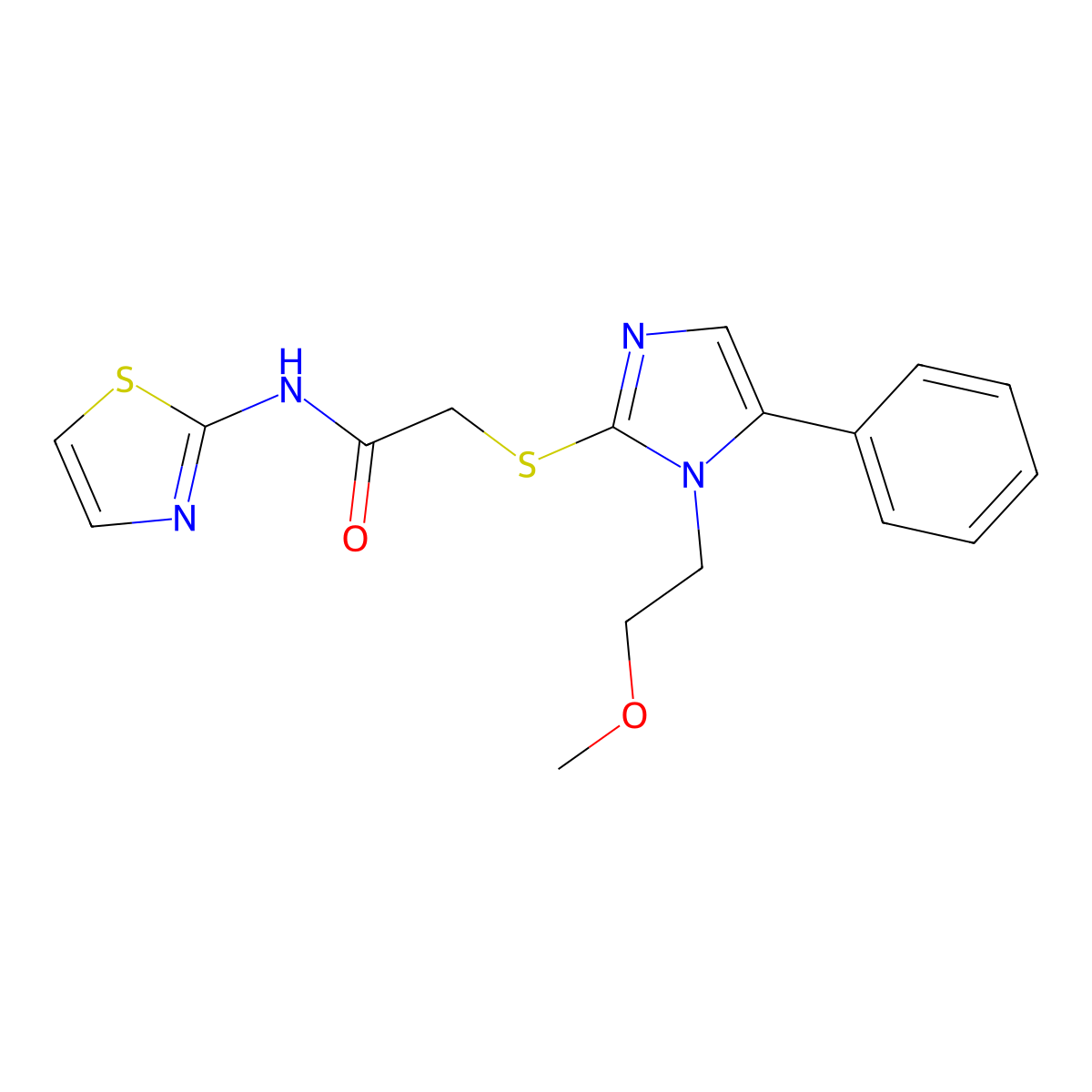 2-((1-(2-methoxyethyl)-5-phenyl-1H-imidazol-2-yl)thio)-N-(thiazol-2-yl)acetamide molecular structure, CAS 1207039-60-8