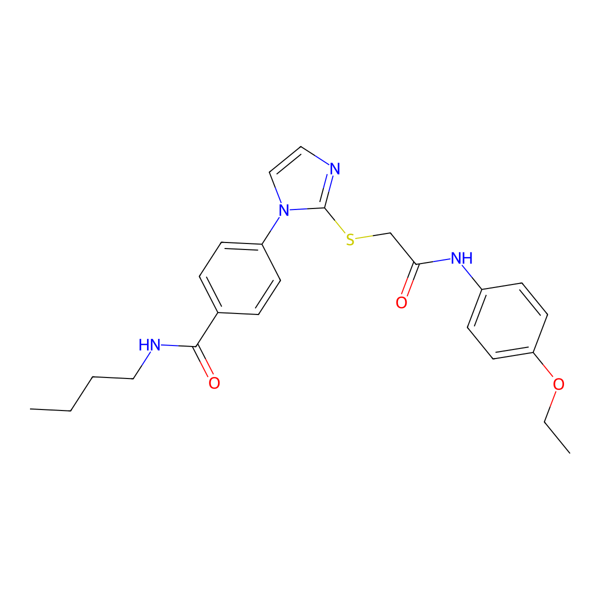 N-butyl-4-[2-({[(4-ethoxyphenyl)carbamoyl]methyl}sulfanyl)-1H-imidazol-1-yl]benzamide molecular structure, CAS 1207039-63-1