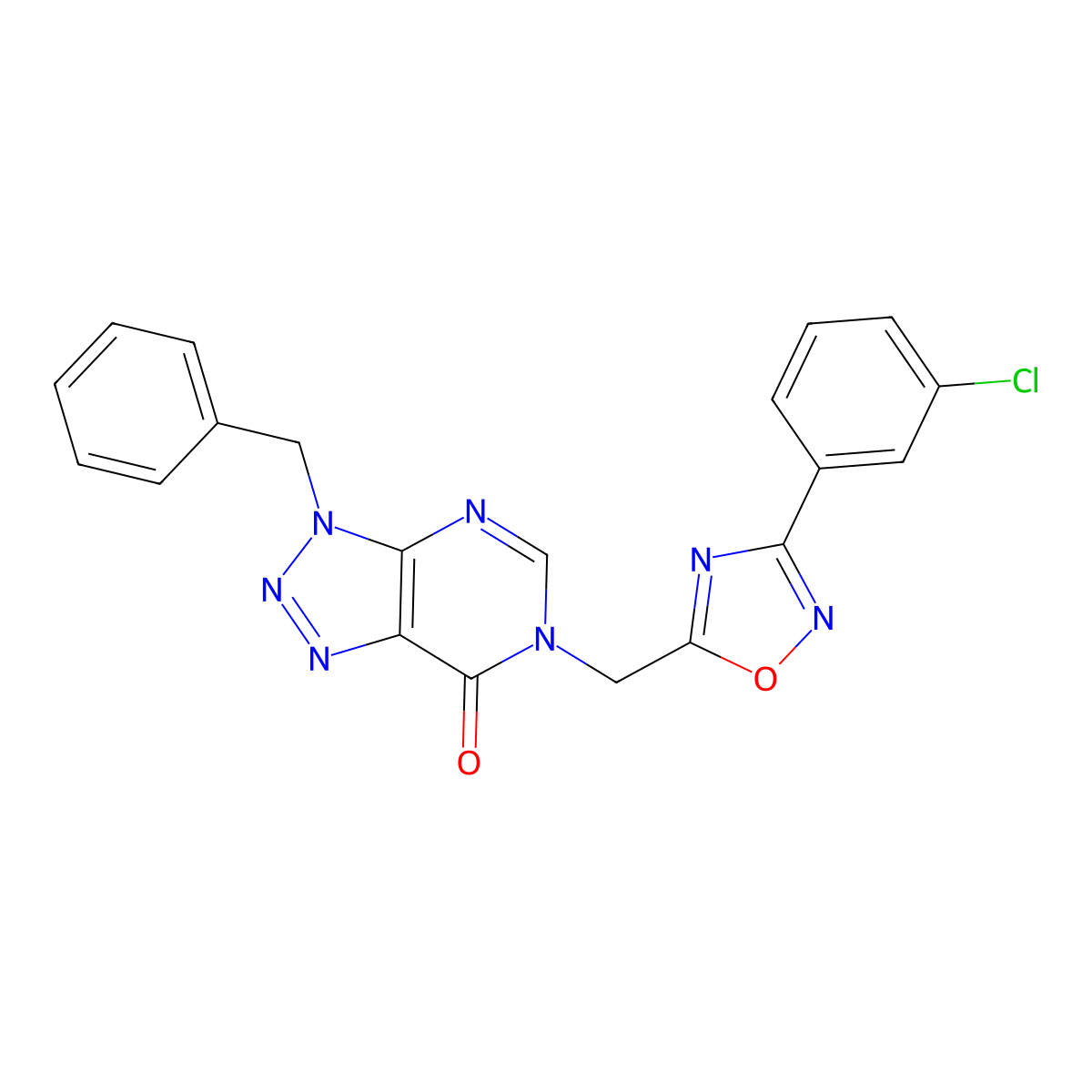 3-benzyl-6-((3-(3-chlorophenyl)-1,2,4-oxadiazol-5-yl)methyl)-3H-[1,2,3]triazolo[4,5-d]pyrimidin-7(6H)-one molecular structure, CAS 1207039-72-2