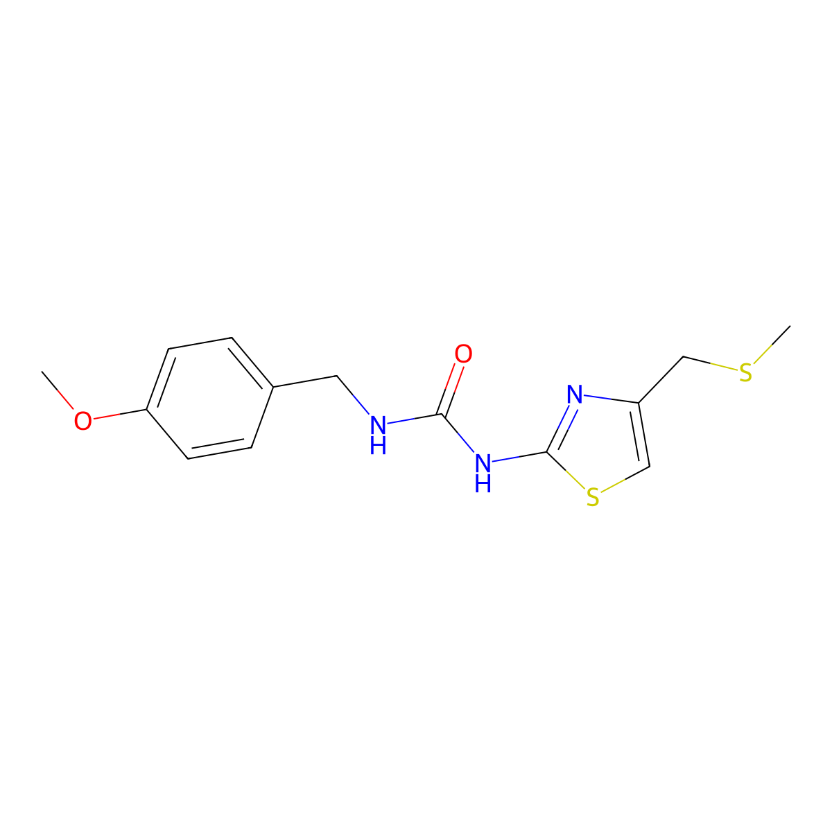 1-(4-Methoxybenzyl)-3-(4-((methylthio)methyl)thiazol-2-yl)urea molecular structure, CAS 1207039-73-3