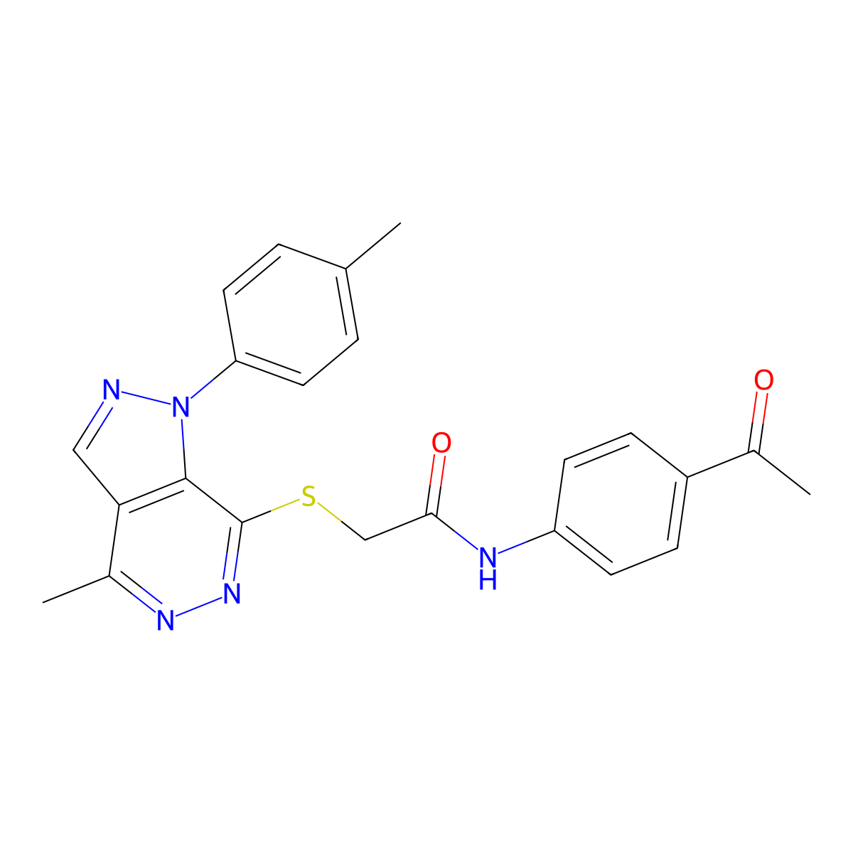 N-(4-acetylphenyl)-2-((4-methyl-1-(p-tolyl)-1H-pyrazolo[3,4-d]pyridazin-7-yl)thio)acetamide molecular structure, CAS 1207039-78-8