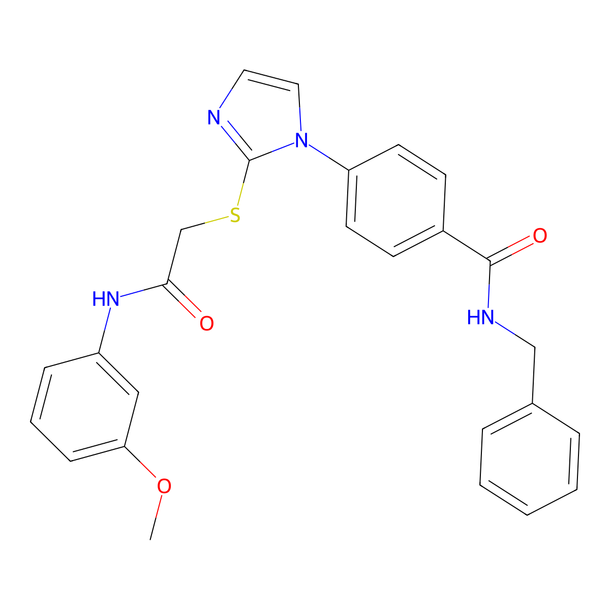N-benzyl-4-[2-({[(3-methoxyphenyl)carbamoyl]methyl}sulfanyl)-1H-imidazol-1-yl]benzamide molecular structure, CAS 1207039-80-2