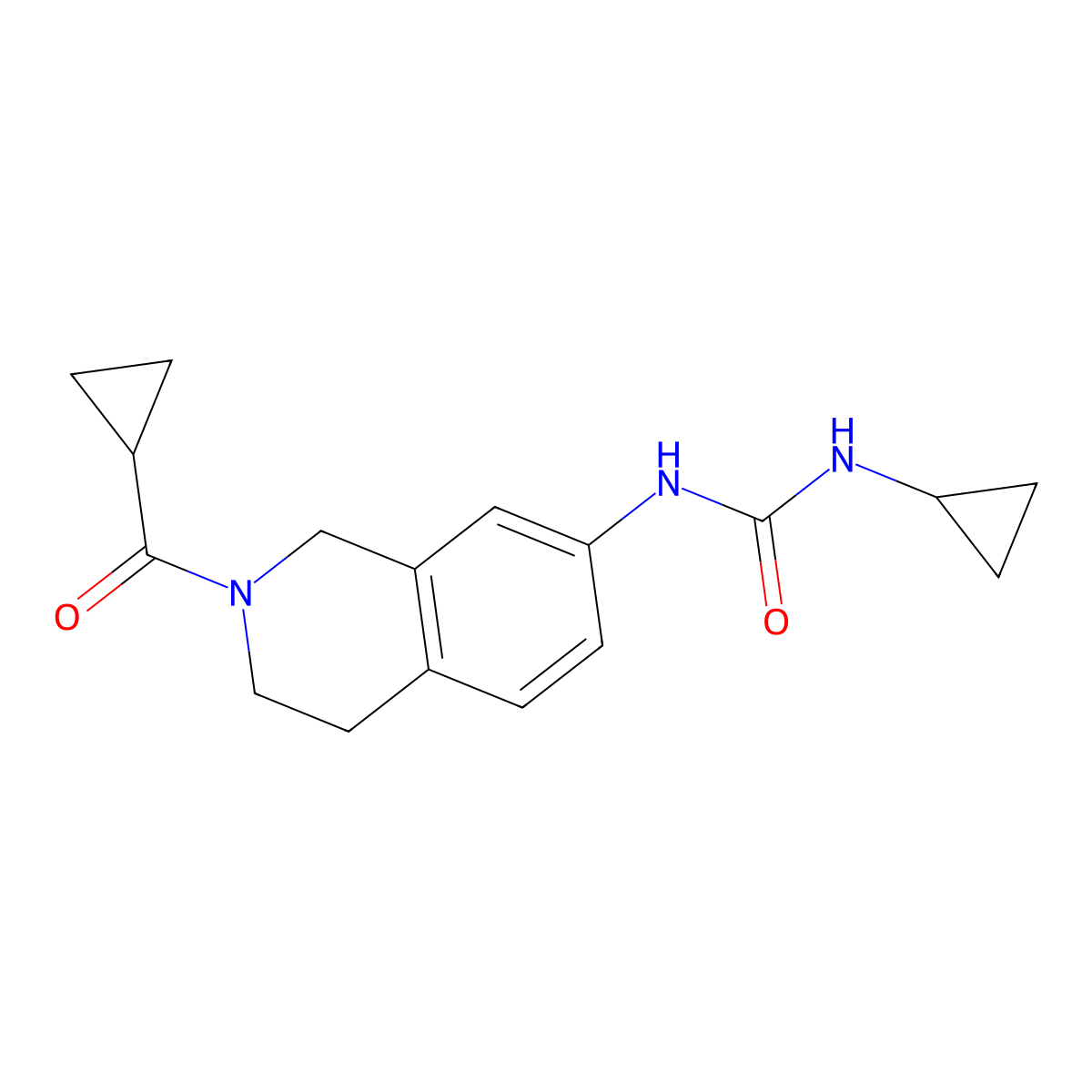 1-(2-(Cyclopropanecarbonyl)-1,2,3,4-tetrahydroisoquinolin-7-yl)-3-cyclopropylurea molecular structure, CAS 1207039-84-6
