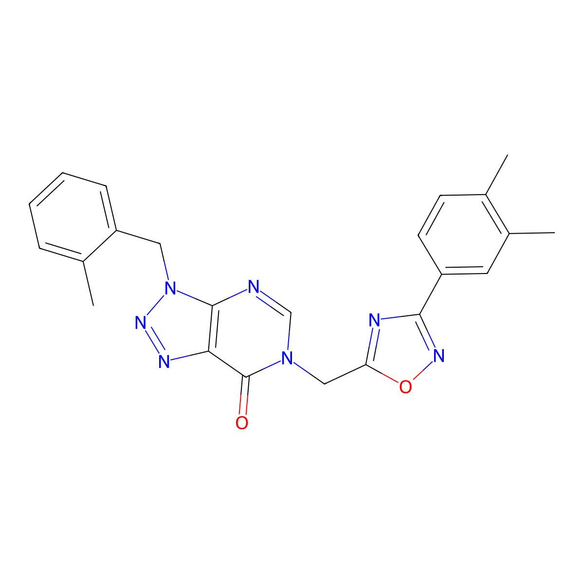 6-((3-(3,4-dimethylphenyl)-1,2,4-oxadiazol-5-yl)methyl)-3-(2-methylbenzyl)-3H-[1,2,3]triazolo[4,5-d]pyrimidin-7(6H)-one molecular structure, CAS 1207039-85-7