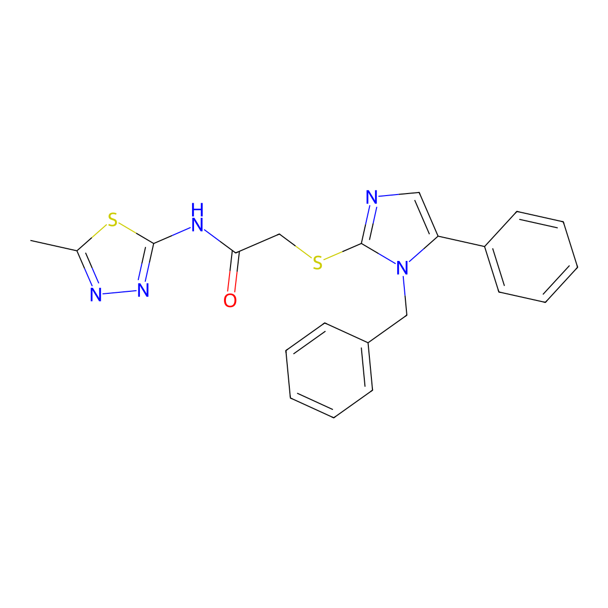 2-((1-benzyl-5-phenyl-1H-imidazol-2-yl)thio)-N-(5-methyl-1,3,4-thiadiazol-2-yl)acetamide molecular structure, CAS 1207039-86-8