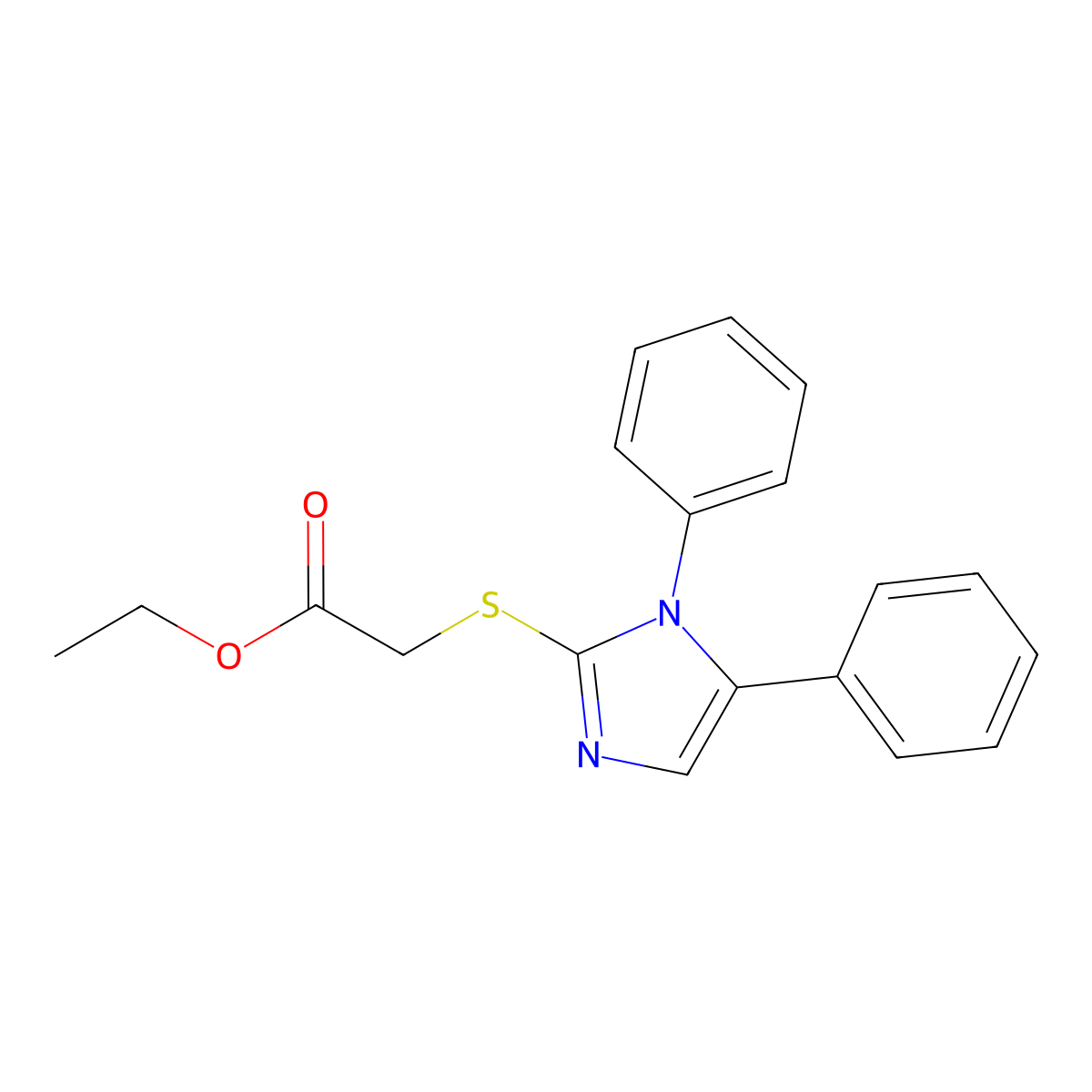 ethyl 2-((1,5-diphenyl-1H-imidazol-2-yl)thio)acetate molecular structure, CAS 1207039-87-9