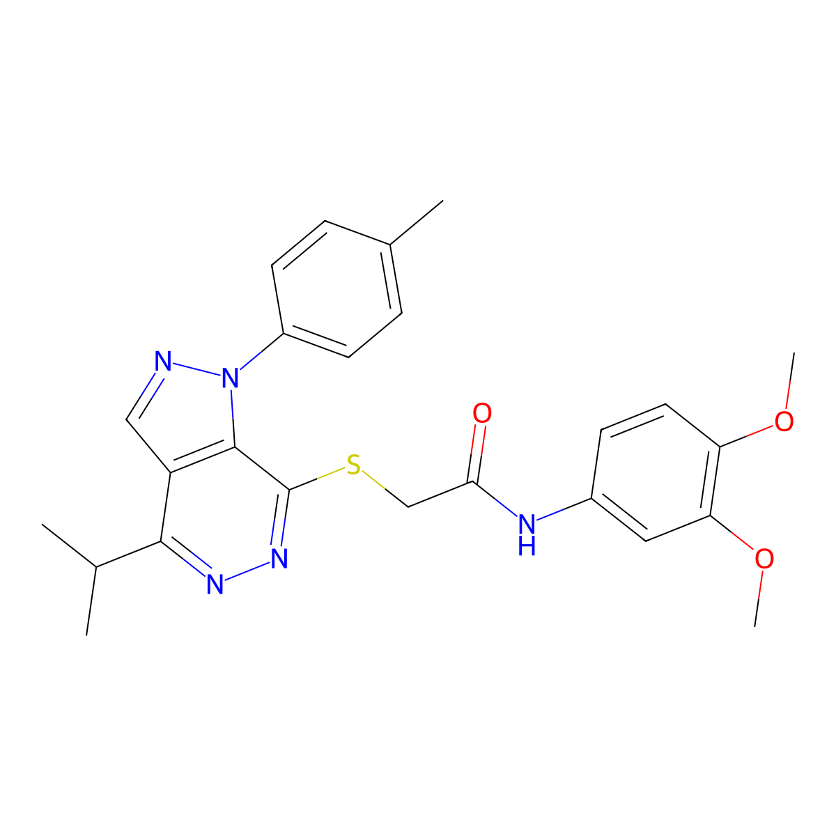 N-(3,4-dimethoxyphenyl)-2-((4-isopropyl-1-(p-tolyl)-1H-pyrazolo[3,4-d]pyridazin-7-yl)thio)acetamide molecular structure, CAS 1207039-89-1
