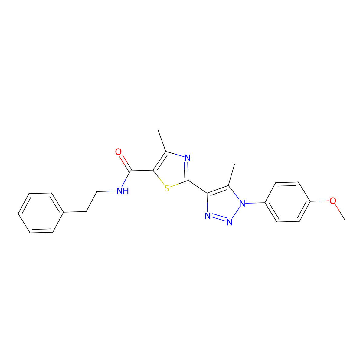 2-(1-(4-methoxyphenyl)-5-methyl-1H-1,2,3-triazol-4-yl)-4-methyl-N-phenethylthiazole-5-carboxamide molecular structure, CAS 1207039-92-6