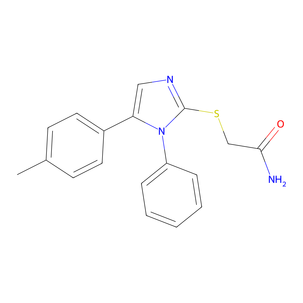 2-((1-phenyl-5-(p-tolyl)-1H-imidazol-2-yl)thio)acetamide molecular structure, CAS 1207039-97-1