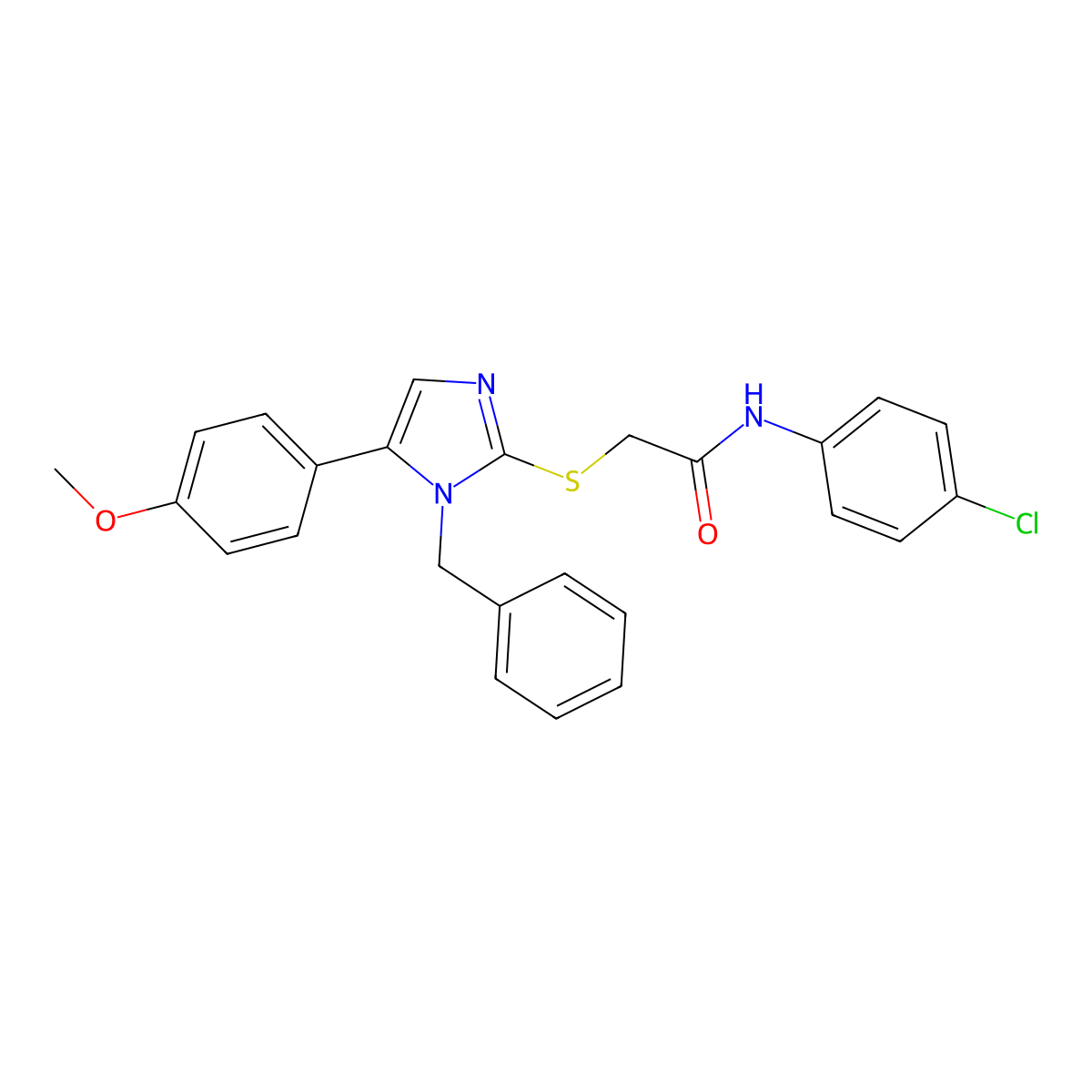 2-((1-benzyl-5-(4-methoxyphenyl)-1H-imidazol-2-yl)thio)-N-(4-chlorophenyl)acetamide molecular structure, CAS 1207040-00-3