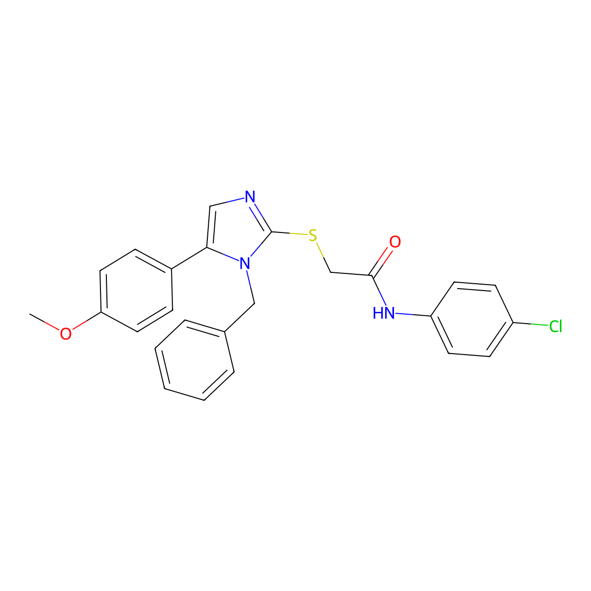 2-((1-benzyl-5-(4-methoxyphenyl)-1H-imidazol-2-yl)thio)-N-(4-chlorophenyl)acetamide molecular structure, CAS 1207040-00-3