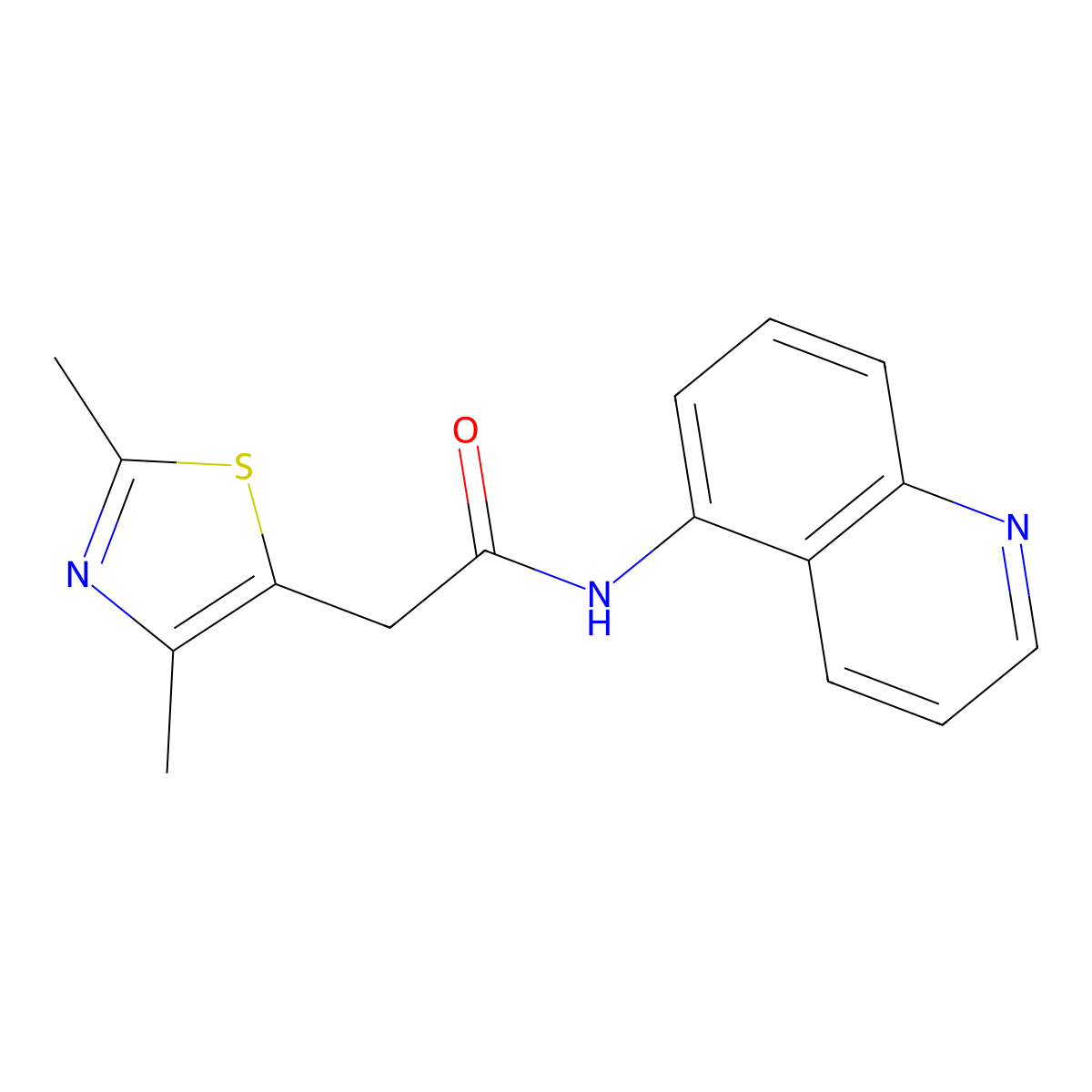 2-(2,4-dimethylthiazol-5-yl)-N-(quinolin-5-yl)acetamide molecular structure, CAS 1207040-01-4