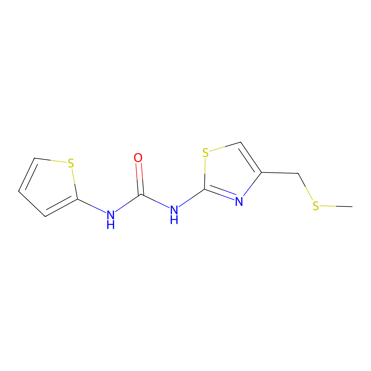 3-{4-[(Methylsulfanyl)methyl]-1,3-thiazol-2-yl}-1-(thiophen-2-yl)urea molecular structure, CAS 1207040-03-6