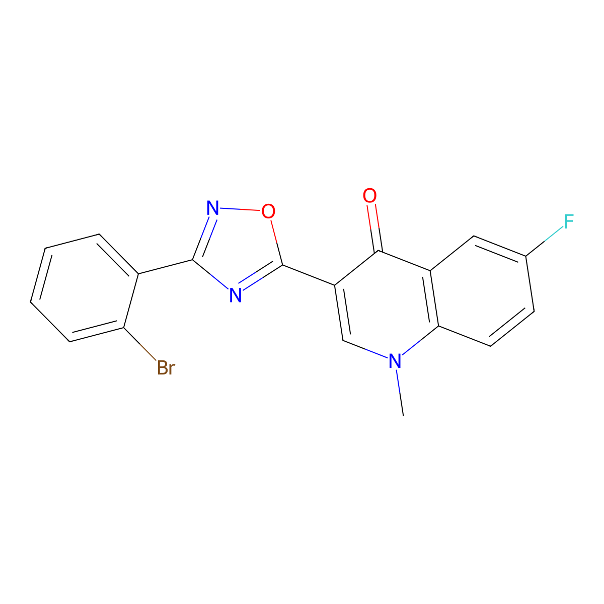 3-[3-(2-bromophenyl)-1,2,4-oxadiazol-5-yl]-6-fluoro-1-methylquinolin-4(1H)-one molecular structure, CAS 1207040-05-8