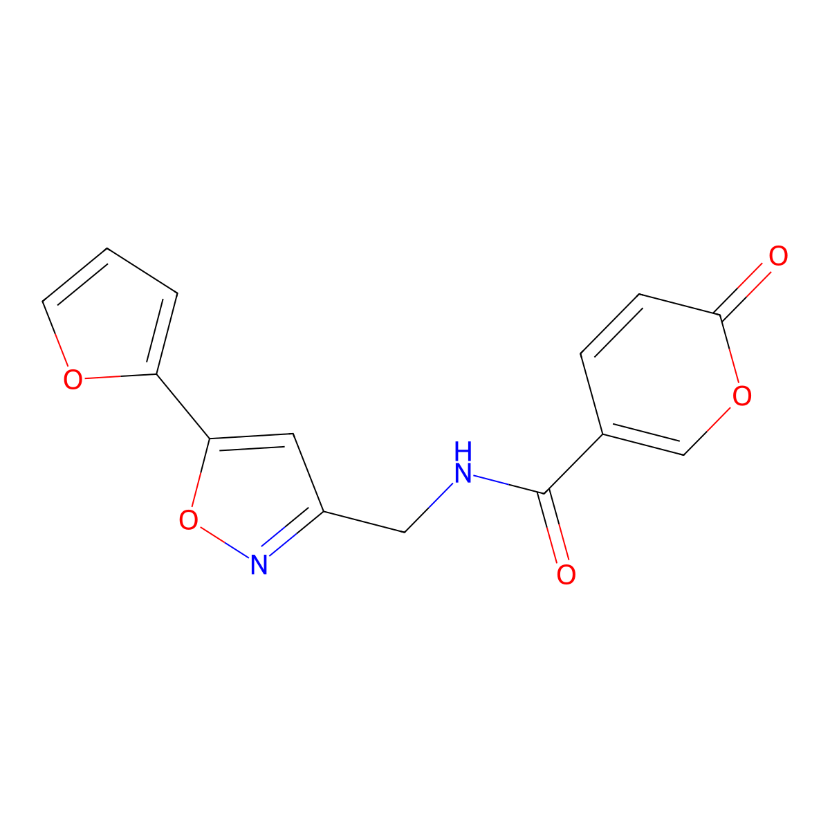 N-((5-(furan-2-yl)isoxazol-3-yl)methyl)-2-oxo-2H-pyran-5-carboxamide molecular structure, CAS 1207040-07-0